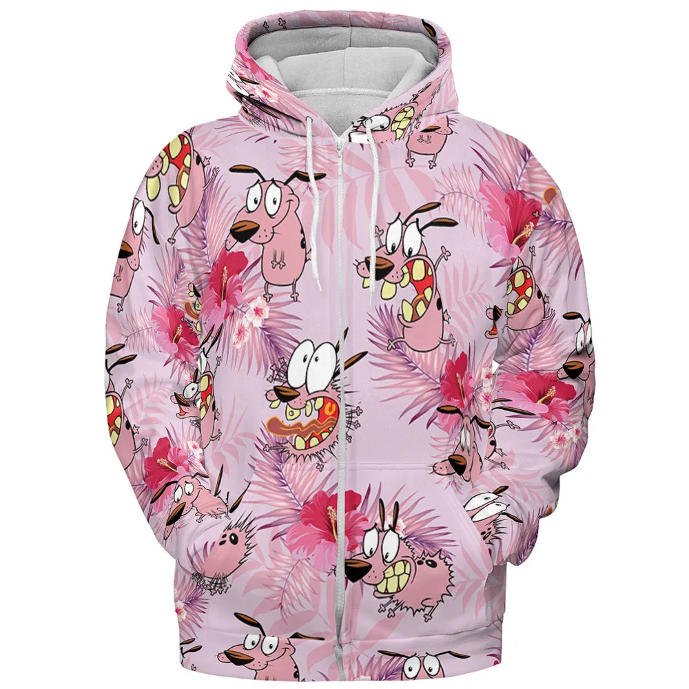 Courage the Cowardly Dog Floral Tropical All-over Print Hoodie - 4