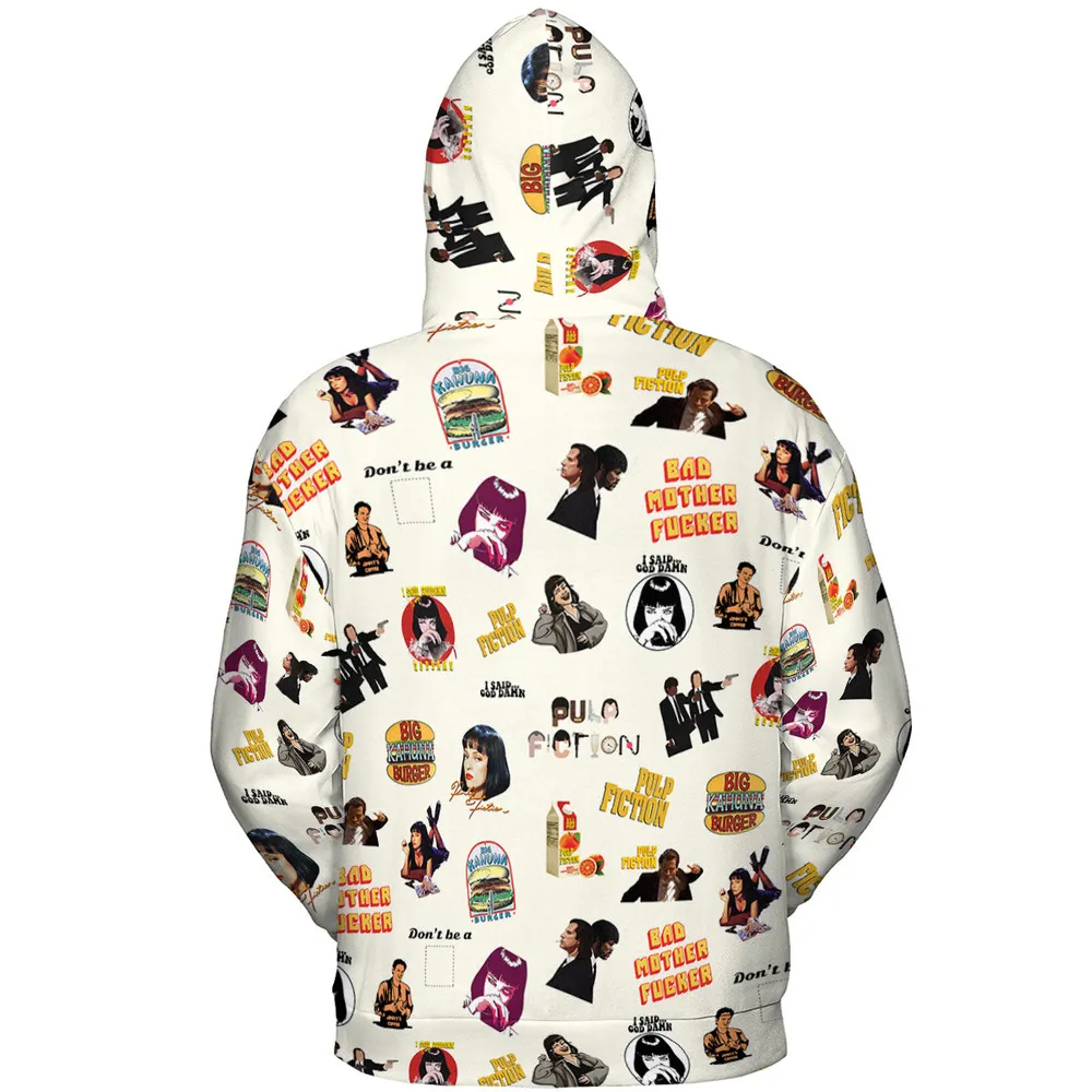 Pulp Fiction Pattern All-over Print Hoodie - 5