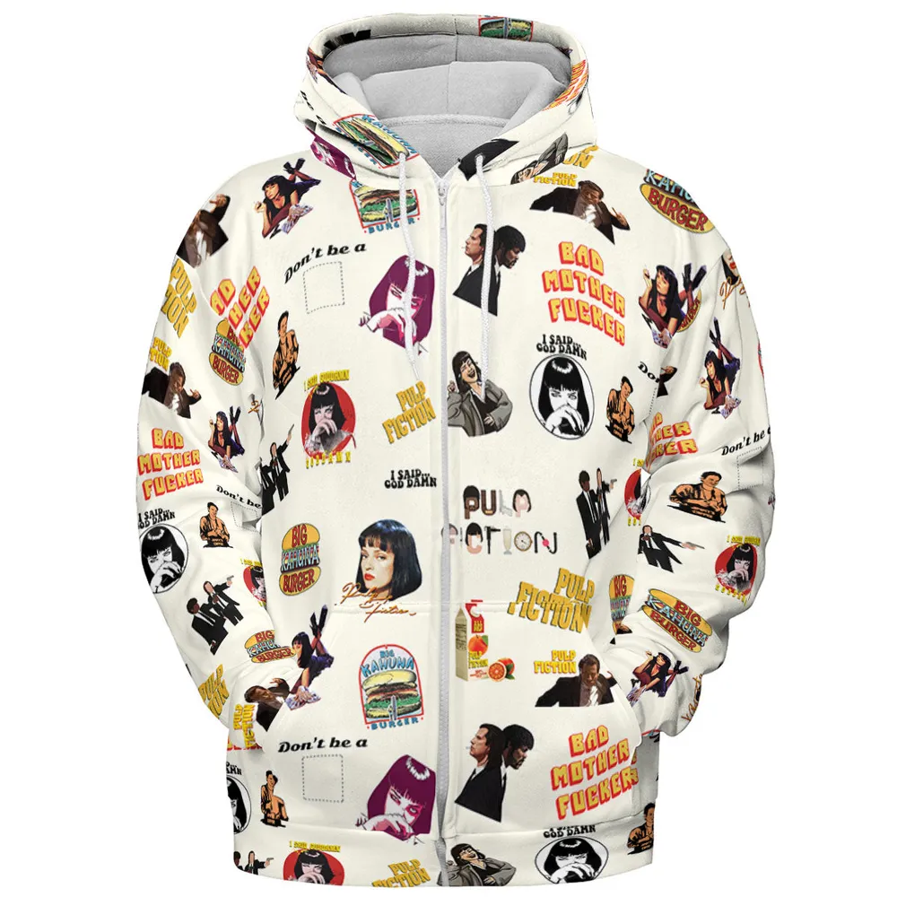 Pulp Fiction Pattern All-over Print Hoodie - 4