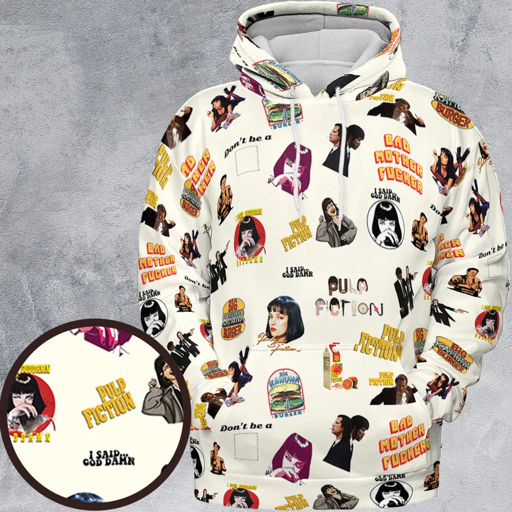 Pulp Fiction Pattern All-over Print Hoodie - 2