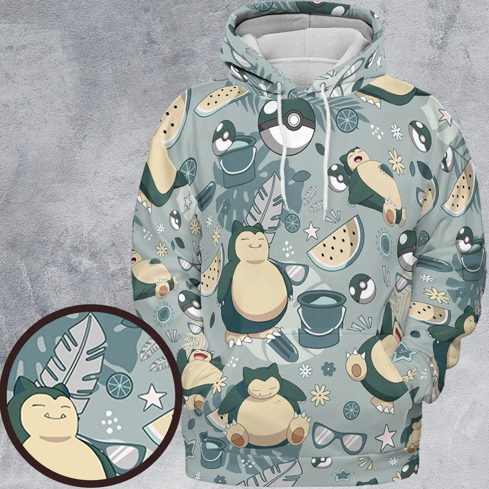 Summer Relax Snorlax Pokemon All-over Print Hoodie - 2