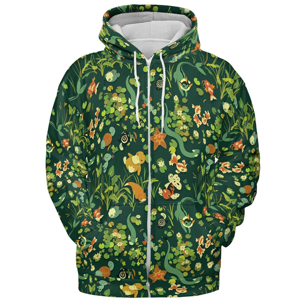 Floating In A Pond Magikarp Psyduck Vaporeon Water Pokemon All-over Print Hoodie - 4