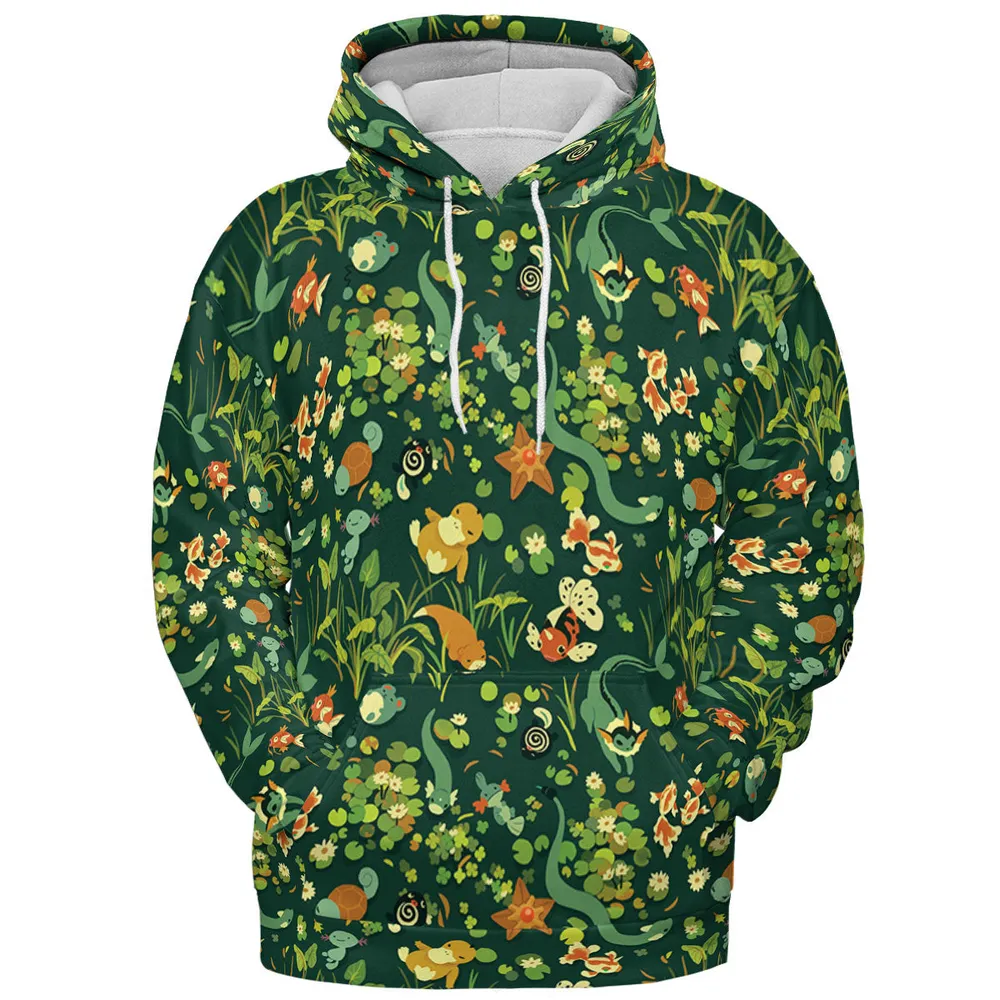 Floating In A Pond Magikarp Psyduck Vaporeon Water Pokemon All-over Print Hoodie - 3