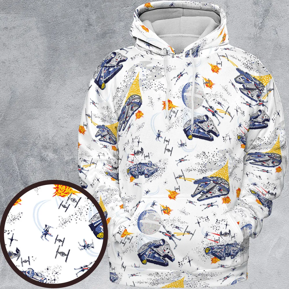 Millennium Falcon Patterns Star Wars All-over Print Hoodie - 2