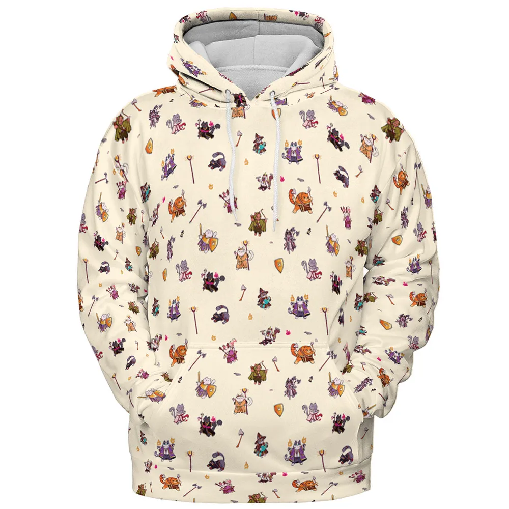 Cats In DnD Pattern All-over Print Hoodie - 3