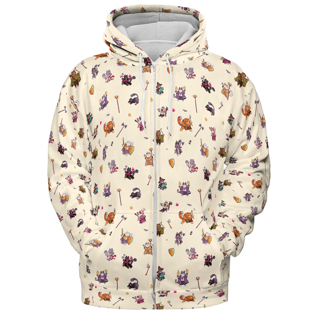 Cats In DnD Pattern All-over Print Hoodie - 4