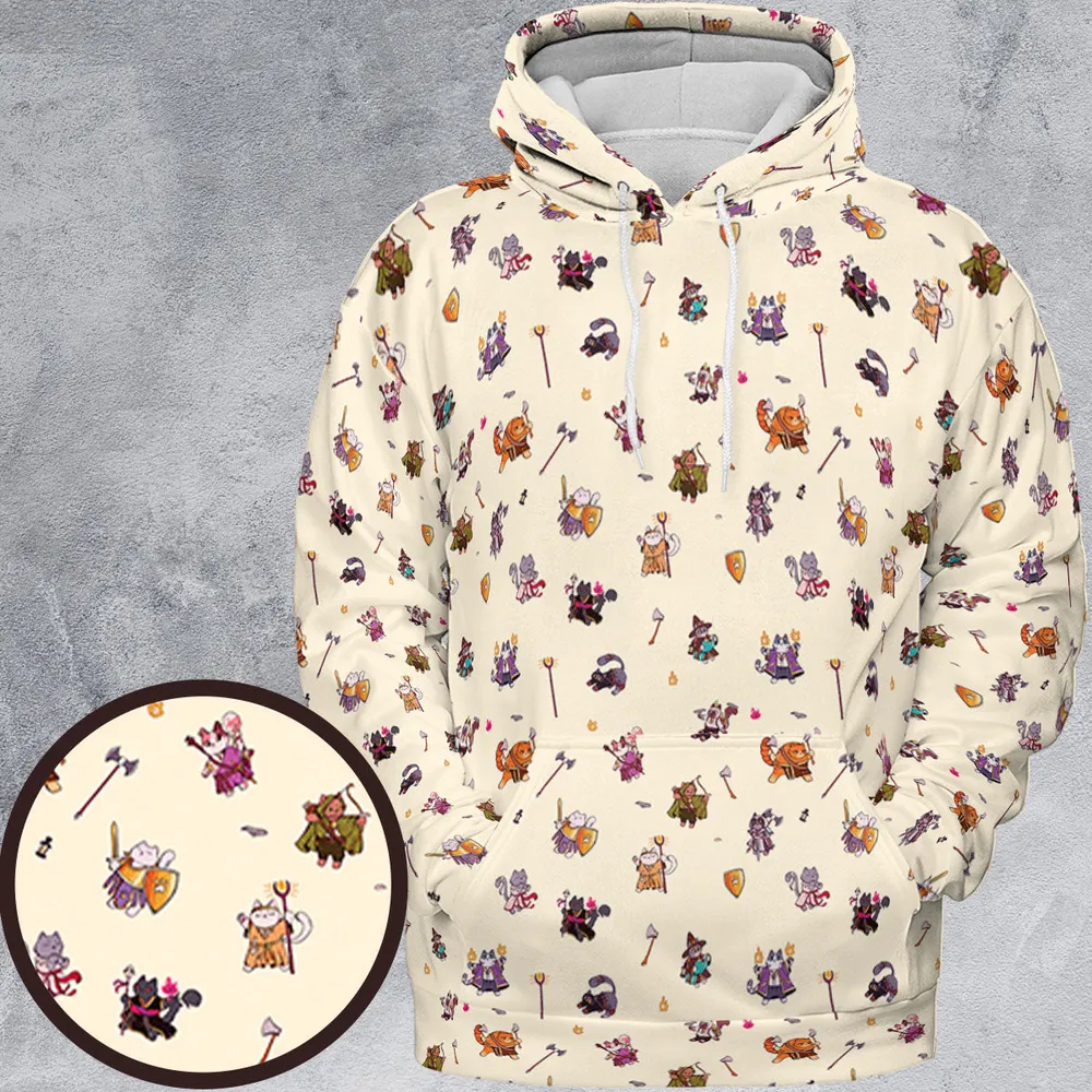 Cats In DnD Pattern All-over Print Hoodie - 2