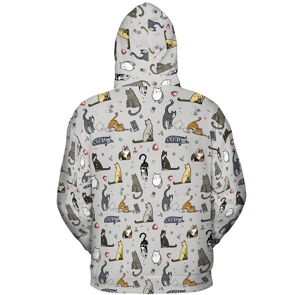 Cat the Gamer Pattern All-over Print Hoodie - 5