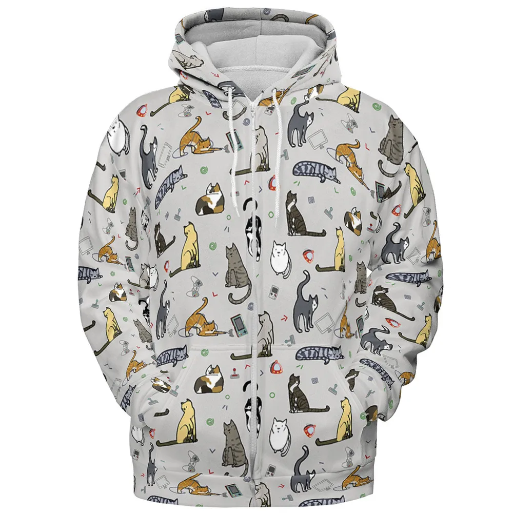 Cat the Gamer Pattern All-over Print Hoodie - 4