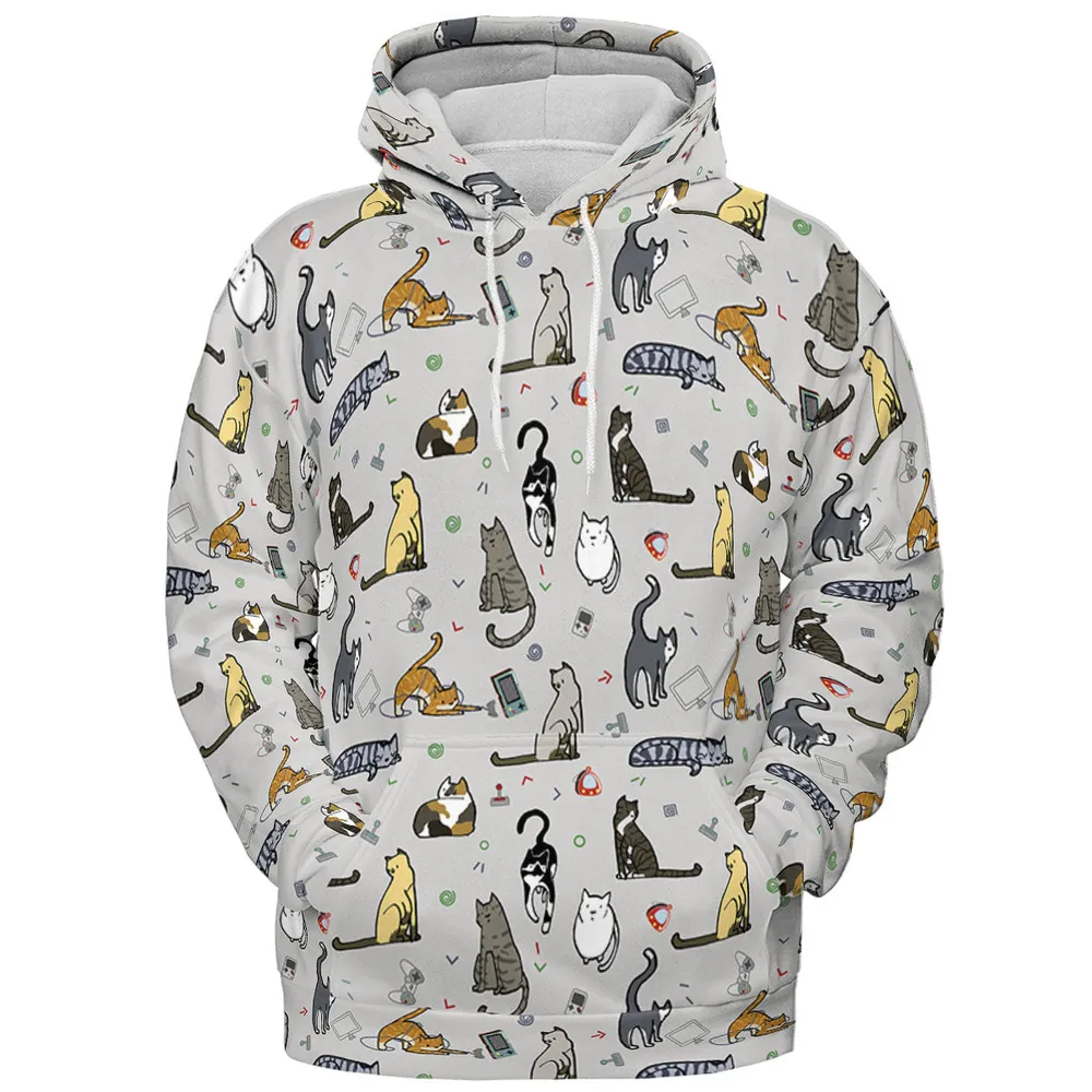 Cat the Gamer Pattern All-over Print Hoodie - 3