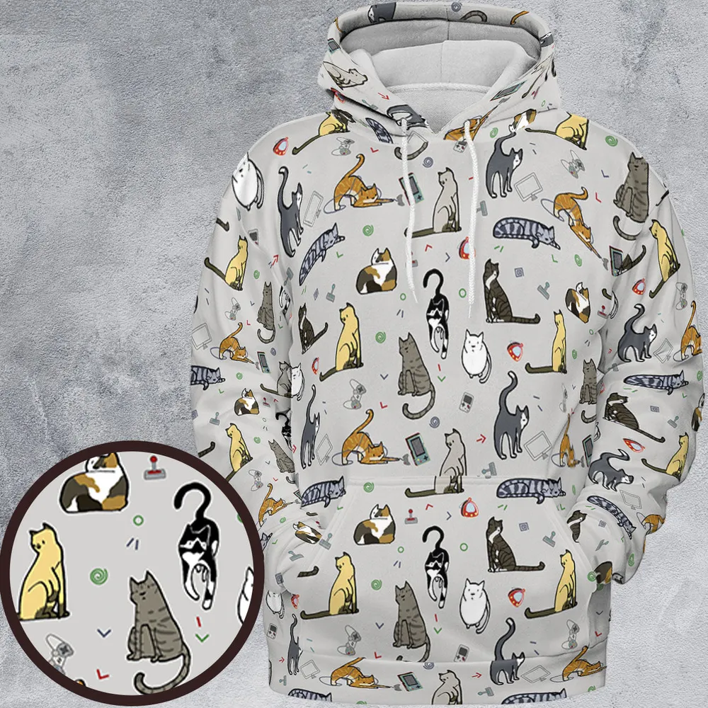 Cat the Gamer Pattern All-over Print Hoodie - 2