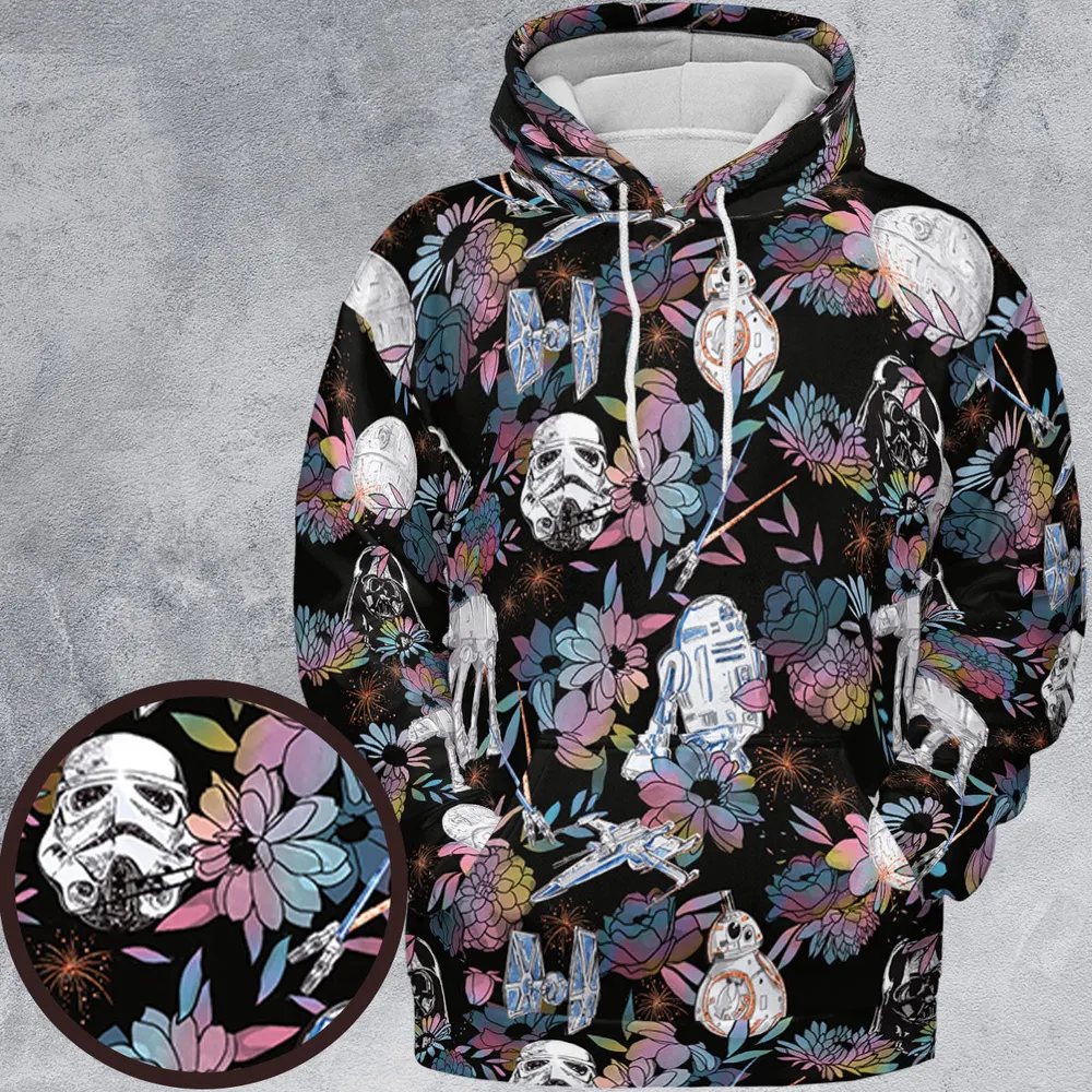 Floral Wars Dark Side Star Wars Pattern All-over Print Hoodie - 2