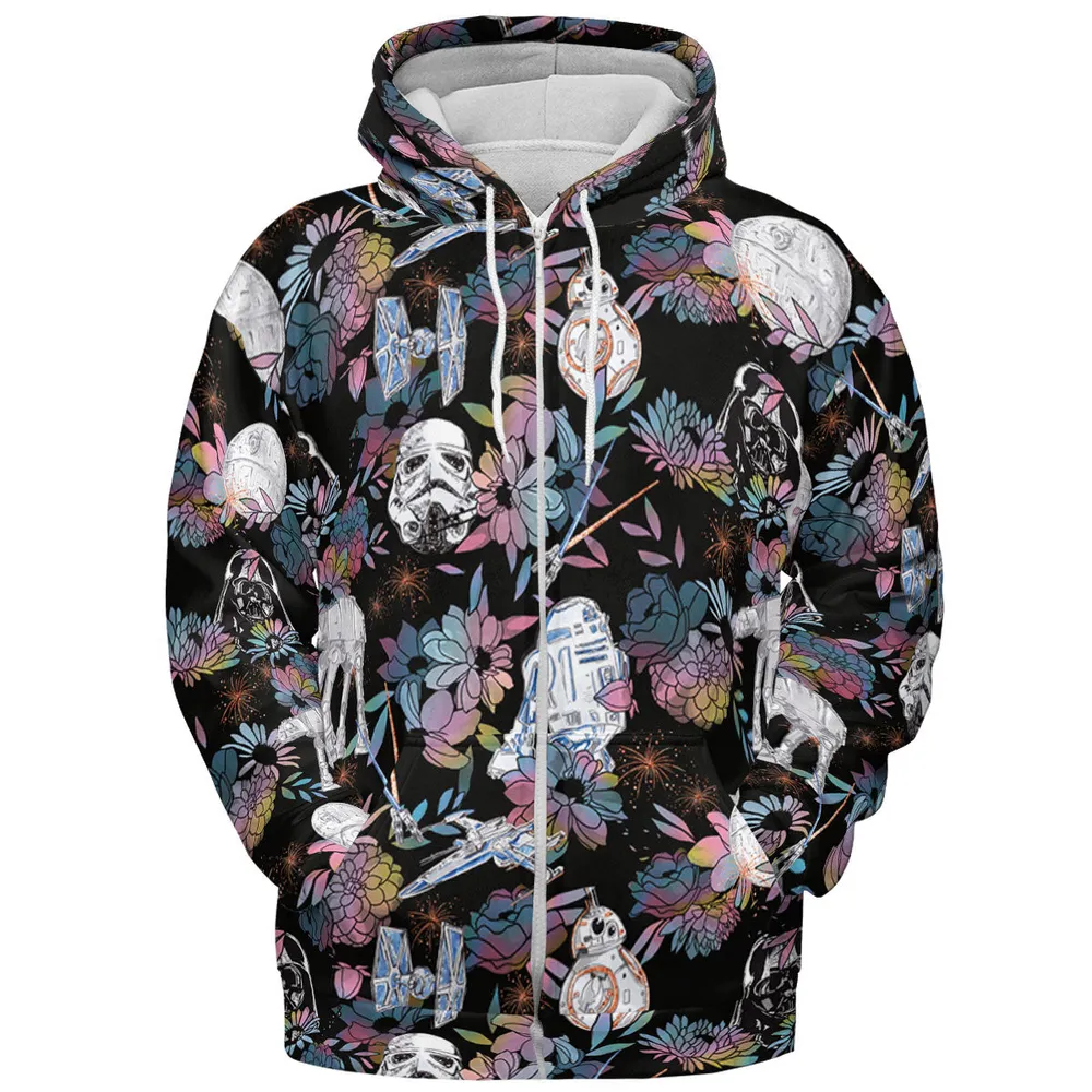 Floral Wars Dark Side Star Wars Pattern All-over Print Hoodie - 4