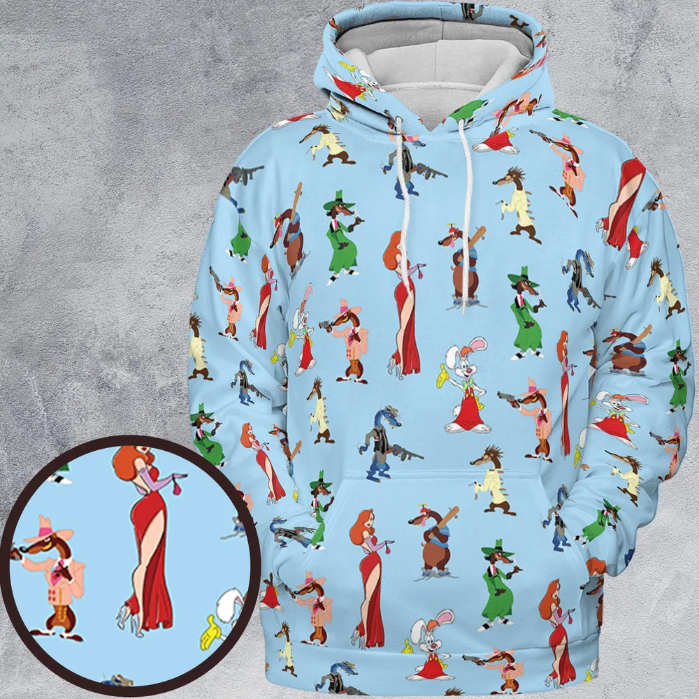 Roger Rabbit Jessica Rabbit The Weasels Who Framed Roger Rabbit Pocket All-over Print Hoodie - 2