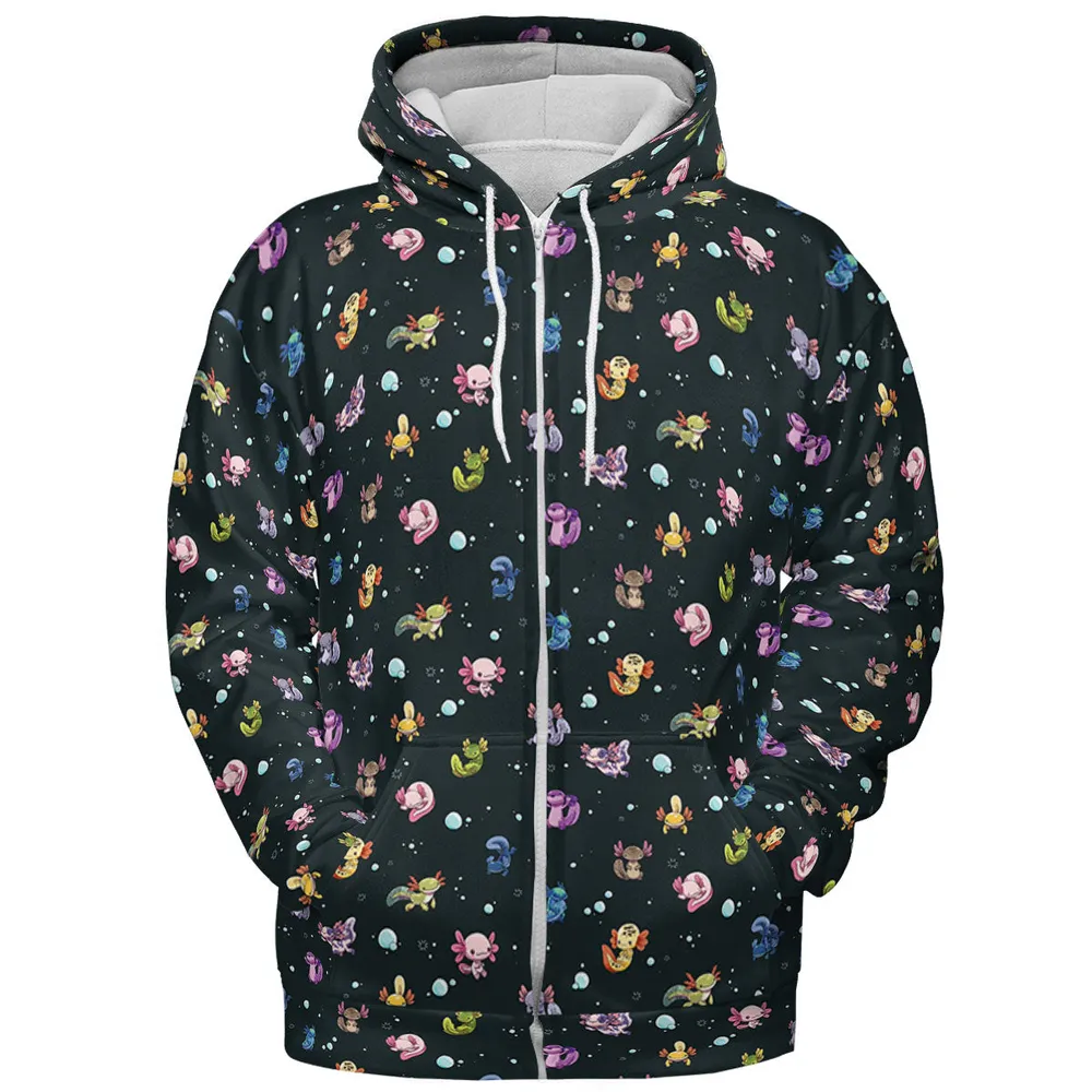 Axolotls Of The World Pattern All-over Print Hoodie - 4