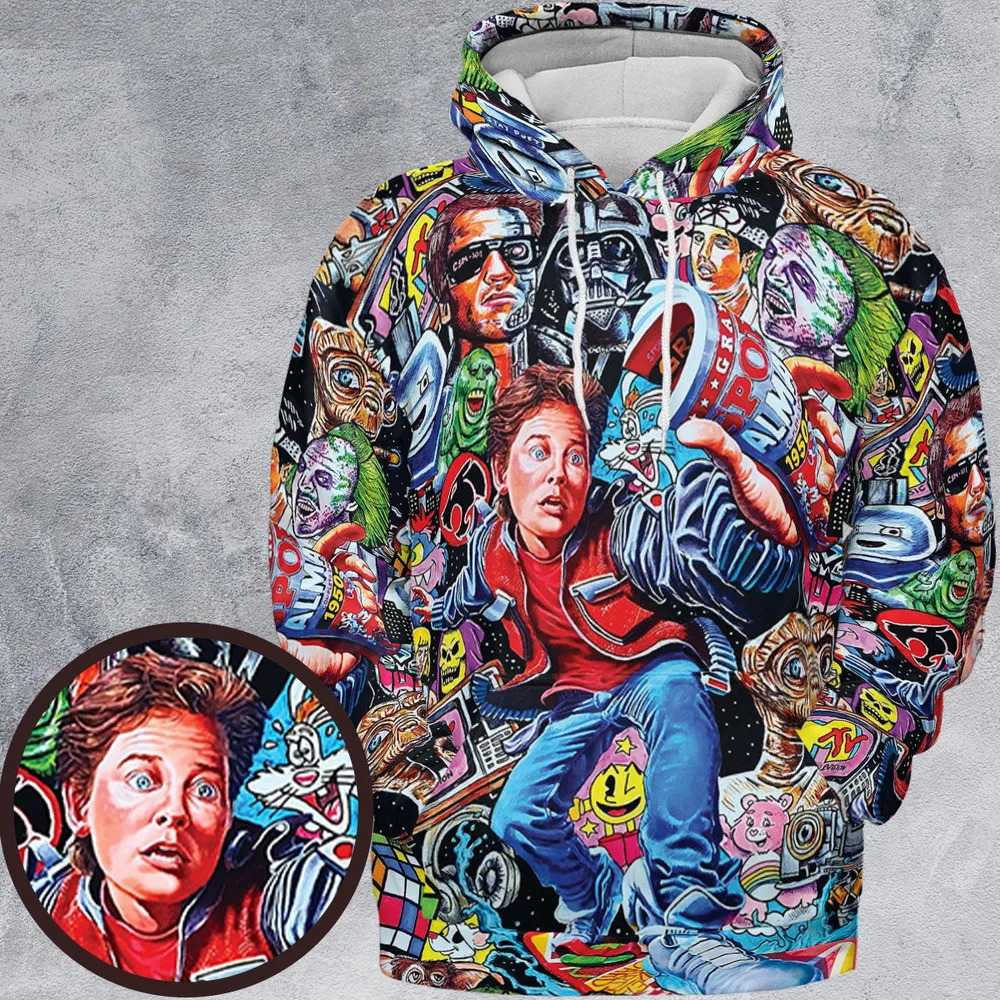 Back To The 80s Pop Culture 80s Movies Characters All-over Print Hoodie - 2
