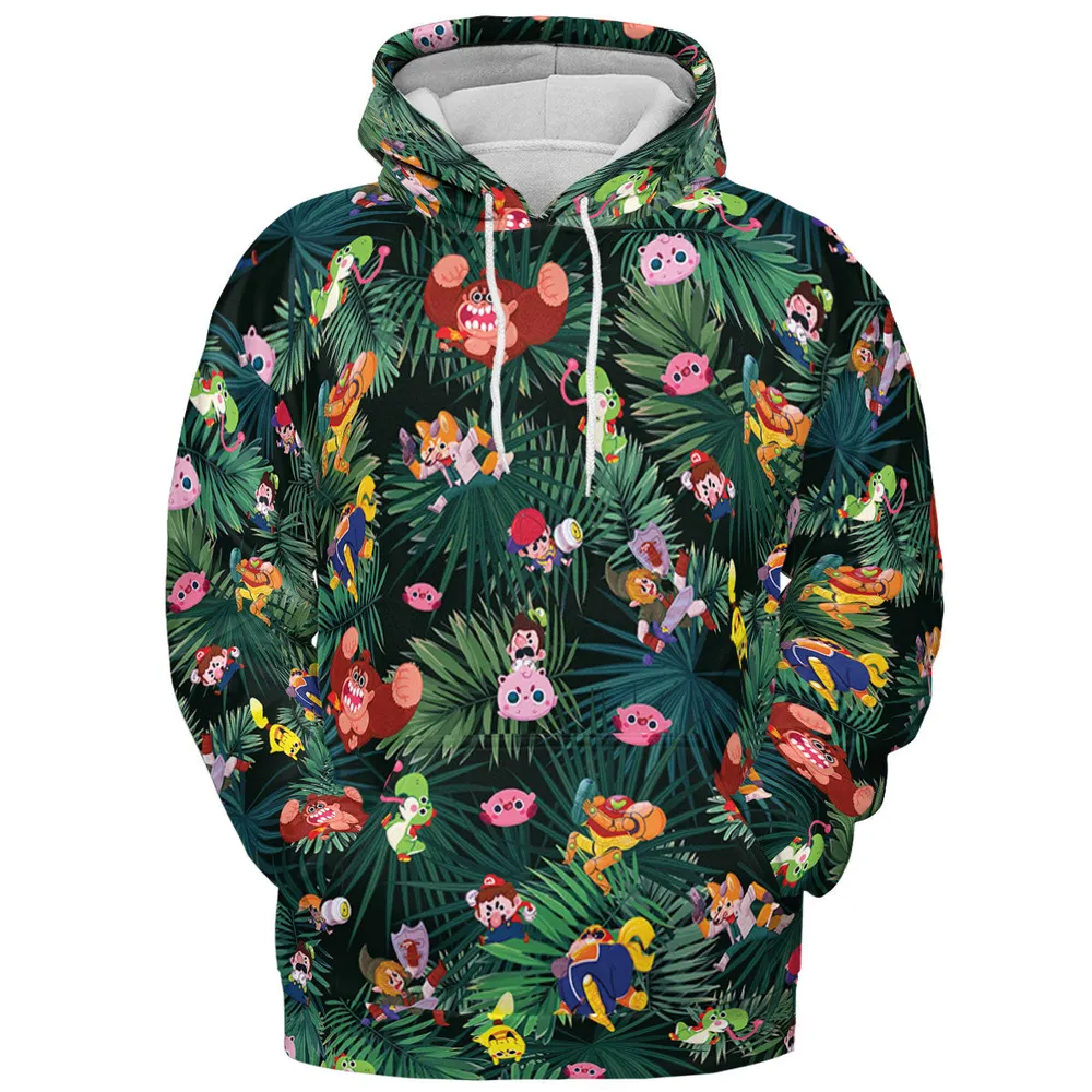 Video Game Characters Pattern All-over Print Hoodie - 3