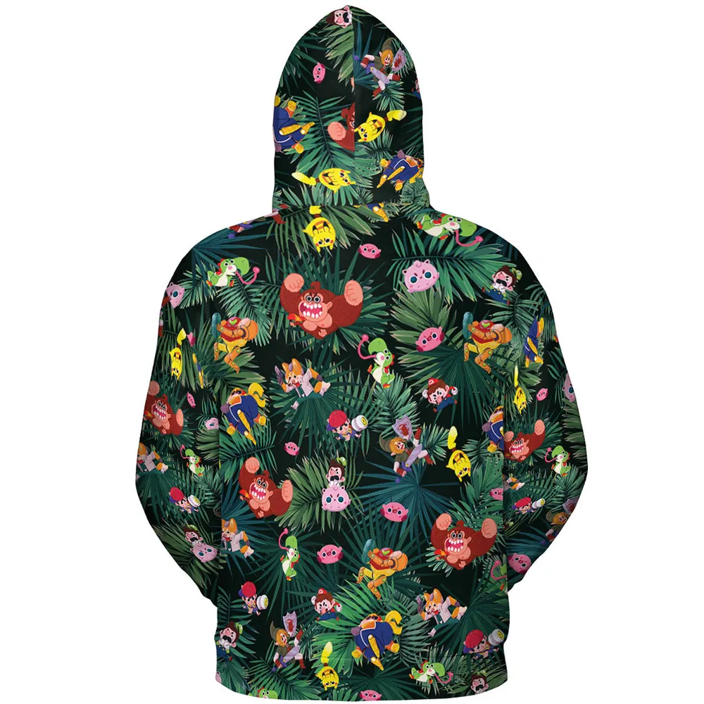 Video Game Characters Pattern All-over Print Hoodie - 5