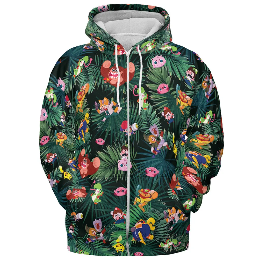 Video Game Characters Pattern All-over Print Hoodie - 4