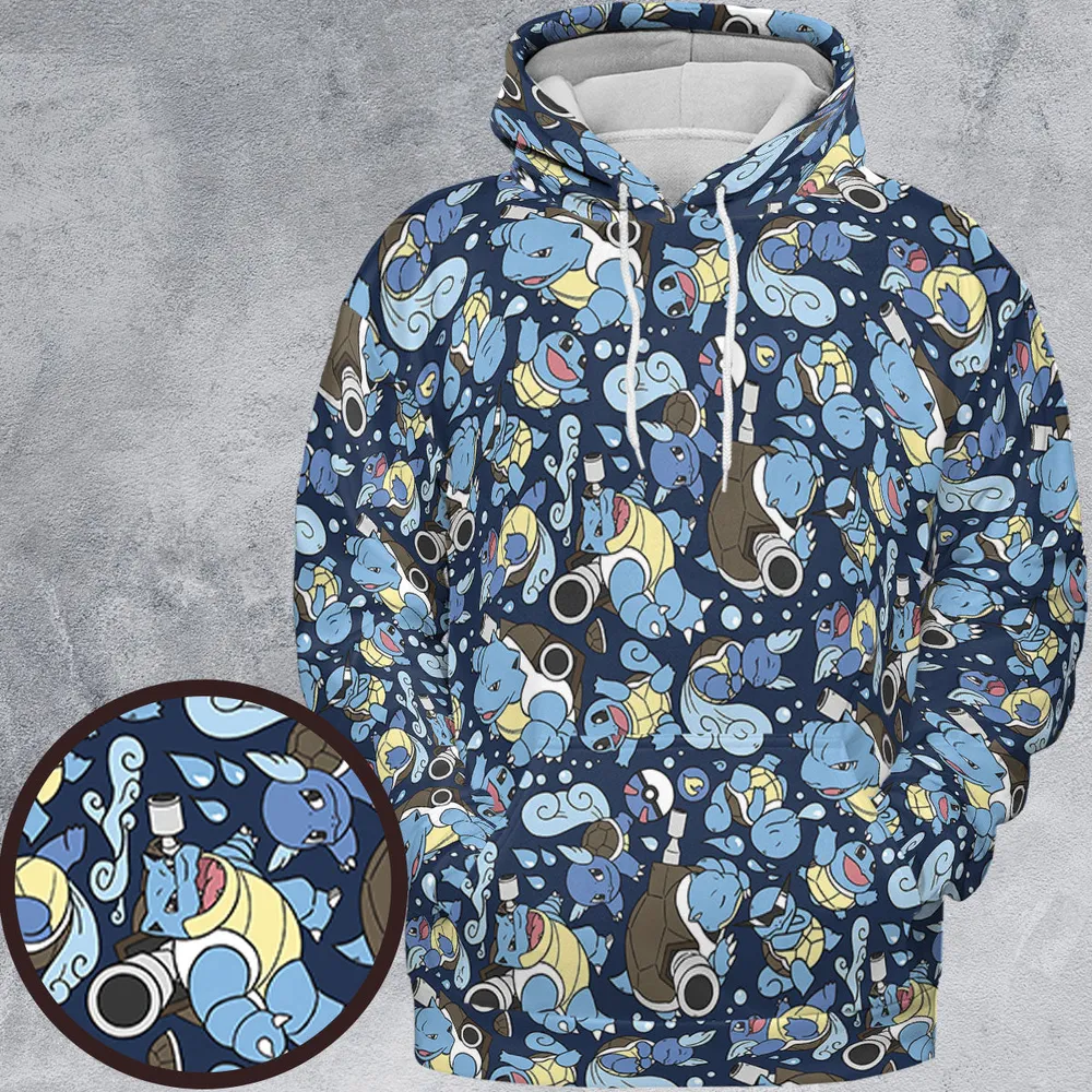 Blastoise Wartortle Squirtle Pokemon Pattern All-over Print Hoodie - 2