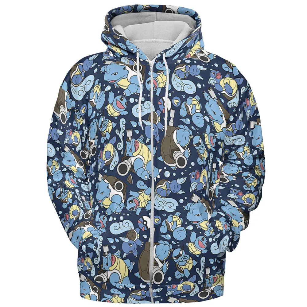 Blastoise Wartortle Squirtle Pokemon Pattern All-over Print Hoodie - 4