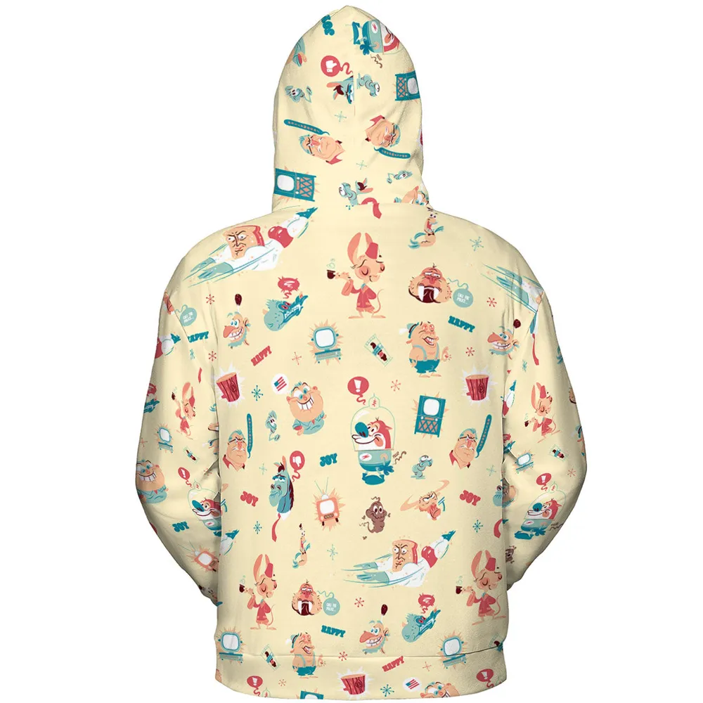 Ren and Stimpy Pattern All-over Print Hoodie - 5