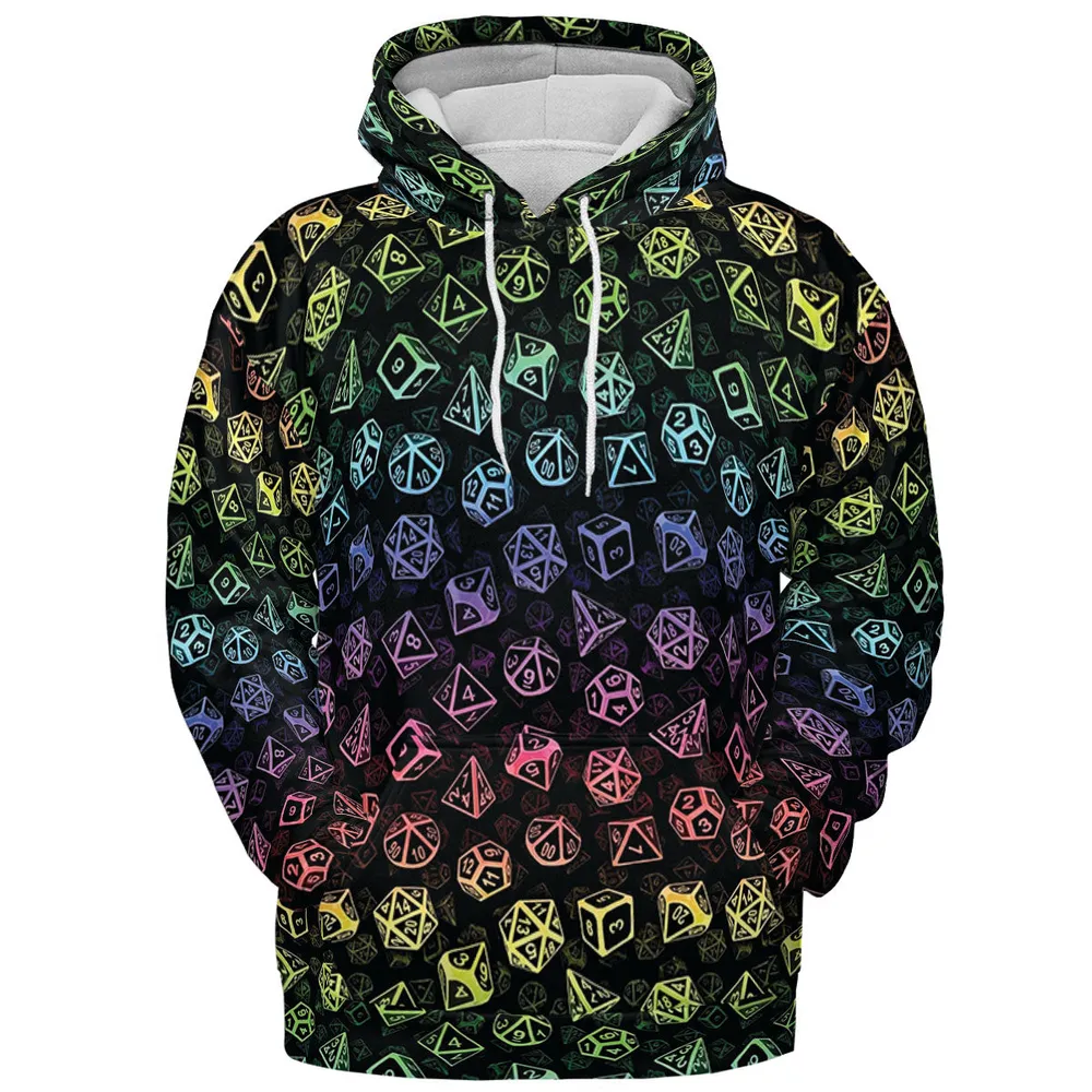 DnD Rainbow Dice Set Pattern All-over Print Hoodie - 3