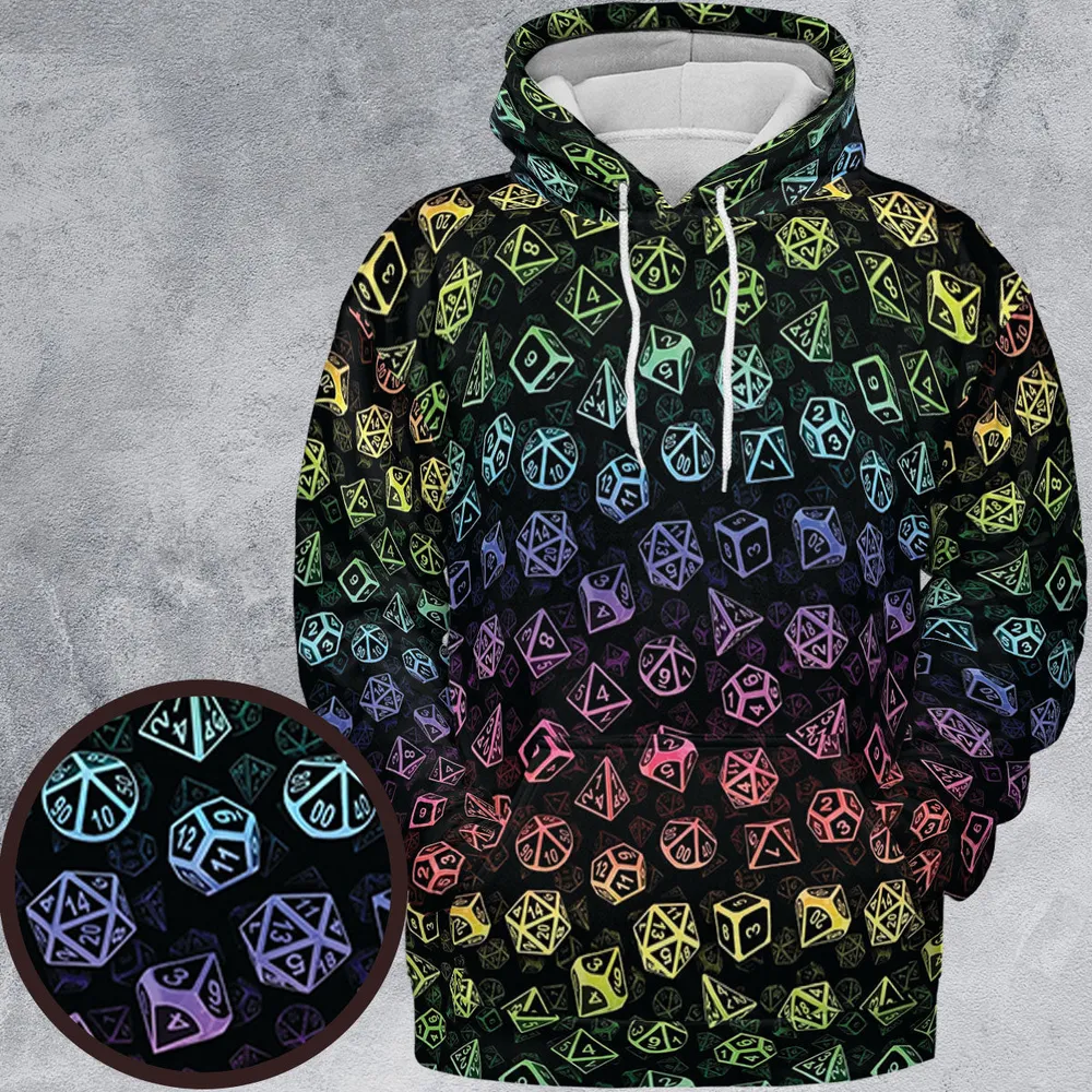 DnD Rainbow Dice Set Pattern All-over Print Hoodie - 2