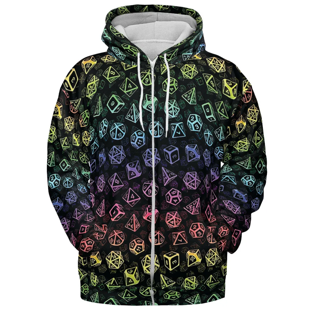 DnD Rainbow Dice Set Pattern All-over Print Hoodie - 4