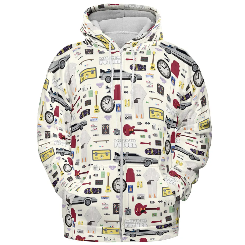Back to the Future Pattern All-over Print Hoodie - 4