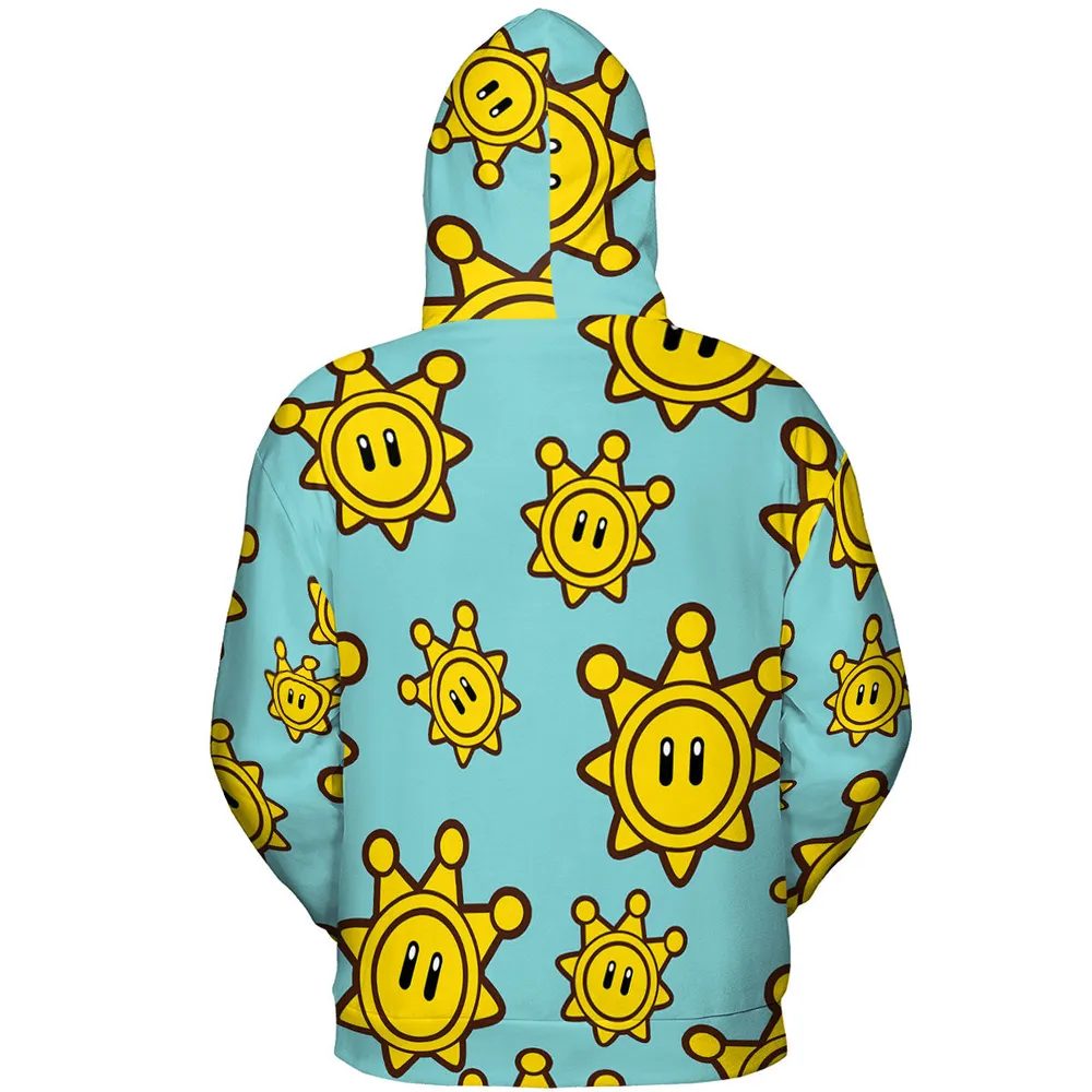 Shine Sprite Super Mario Button Up All-over Print Hoodie - 5