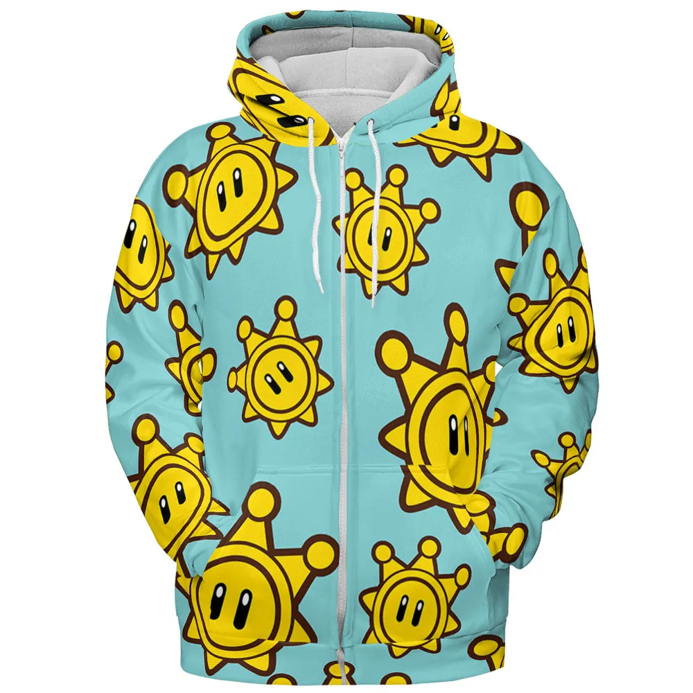 Shine Sprite Super Mario Button Up All-over Print Hoodie - 4