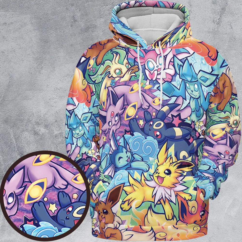 Evolutionary line of Eevee Pokemon All-over Print Hoodie - 2