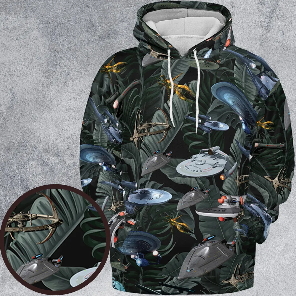 Star Trek Spaceship Pattern All-over Print Hoodie - 2