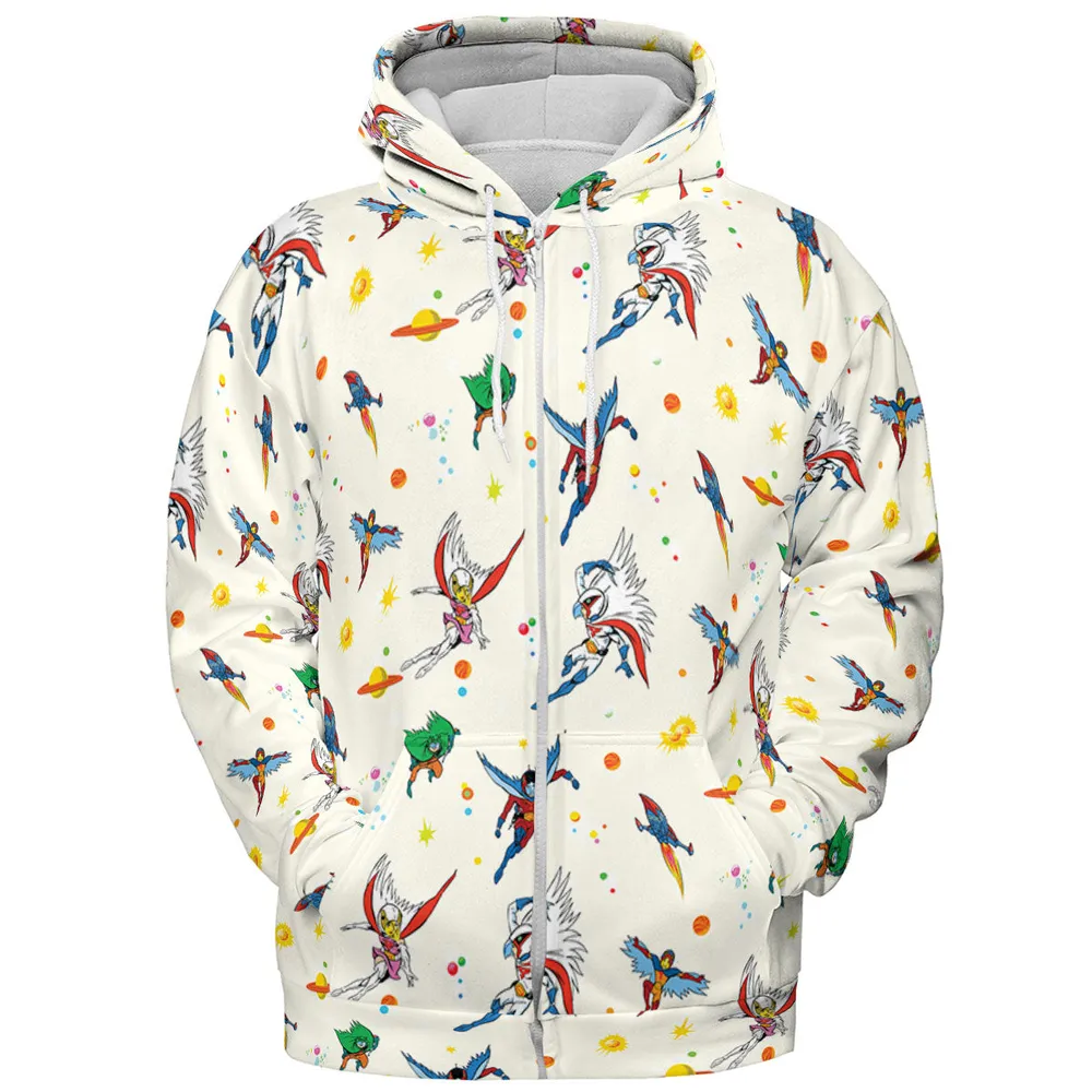 Battle of the Planets Pattern All-over Print Hoodie - 4