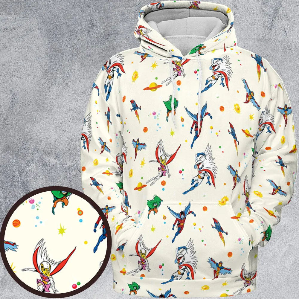 Battle of the Planets Pattern All-over Print Hoodie - 2