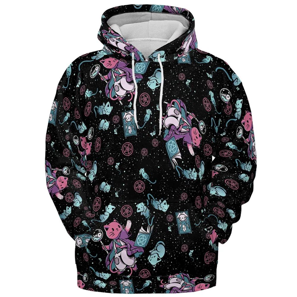 Necromancer Cat Pattern All-over Print Hoodie - 3