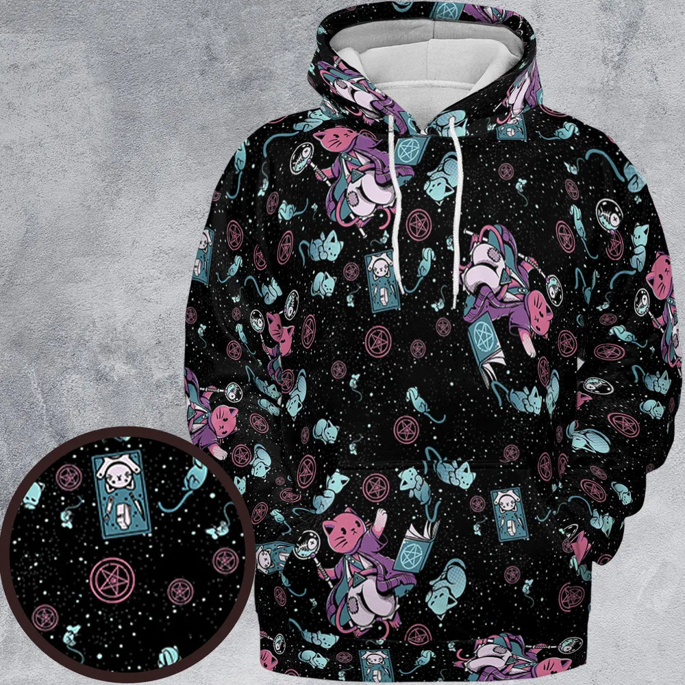 Necromancer Cat Pattern All-over Print Hoodie - 2
