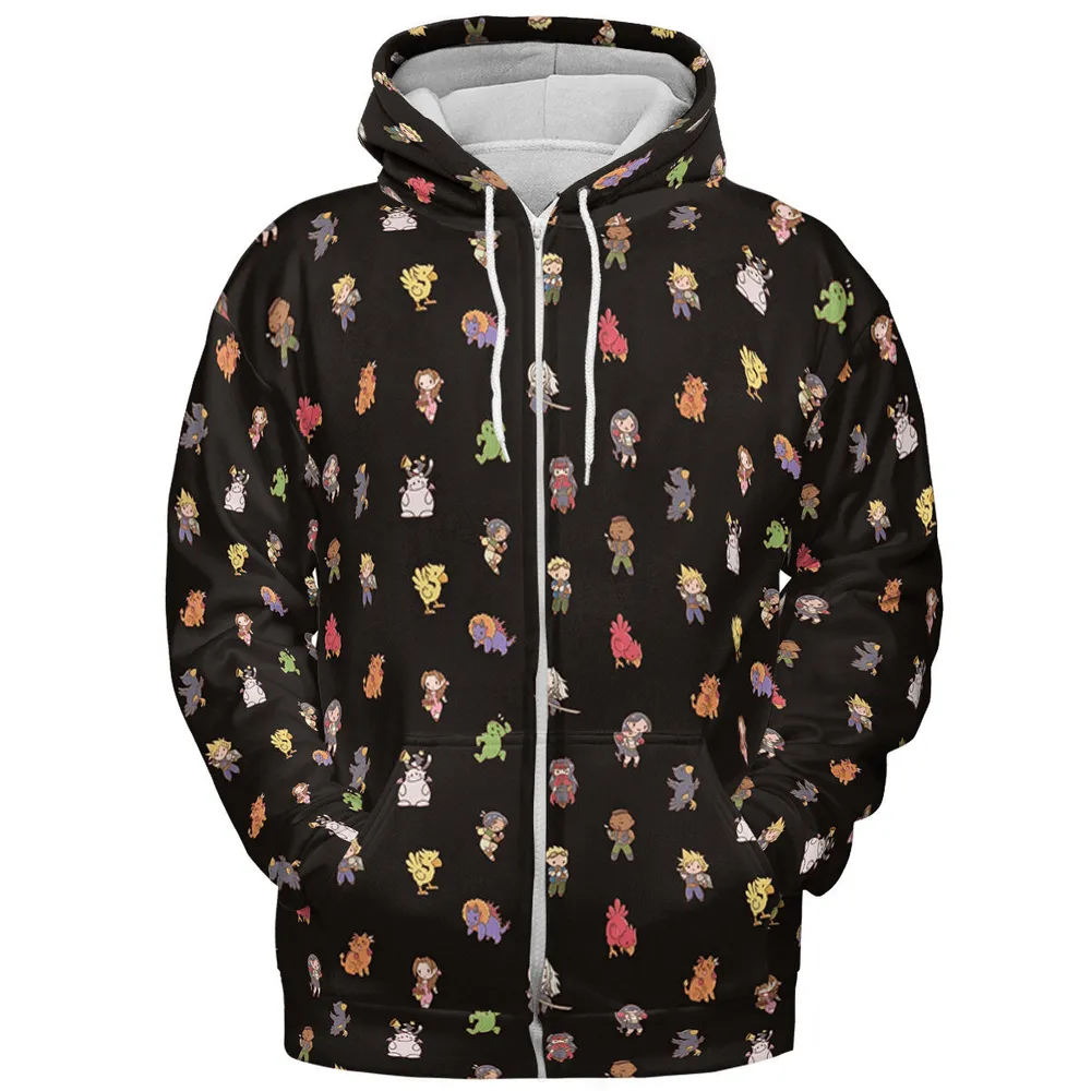 Final Fantasy Characters Pattern All-over Print Hoodie - 4