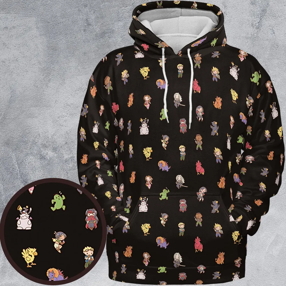 Final Fantasy Characters Pattern All-over Print Hoodie - 2