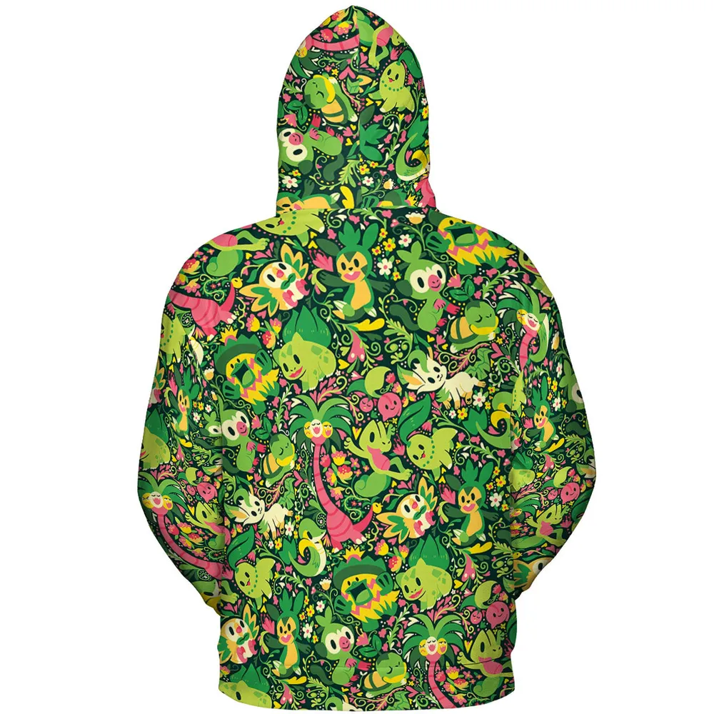 Grass Type Pokemon Pattern All-over Print Hoodie - 5