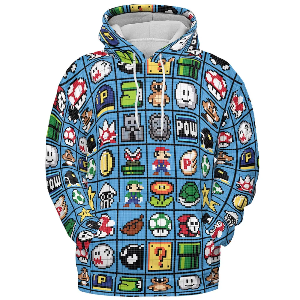 Mario Pixel Super Mario Pattern All-over Print Hoodie - 3