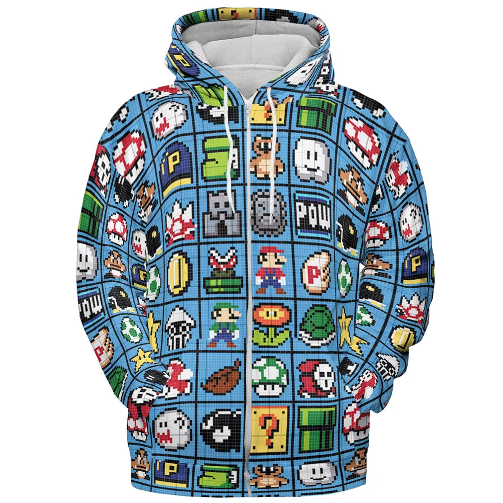 Mario Pixel Super Mario Pattern All-over Print Hoodie - 4