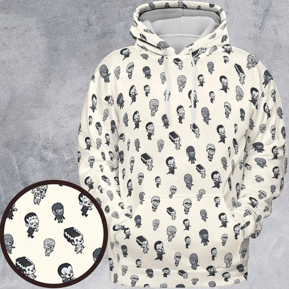 Baby Monsters Pattern All-over Print Hoodie - 2