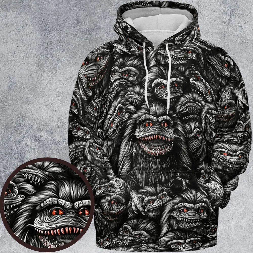 Critters Pattern Halloween All-over Print Hoodie - 2