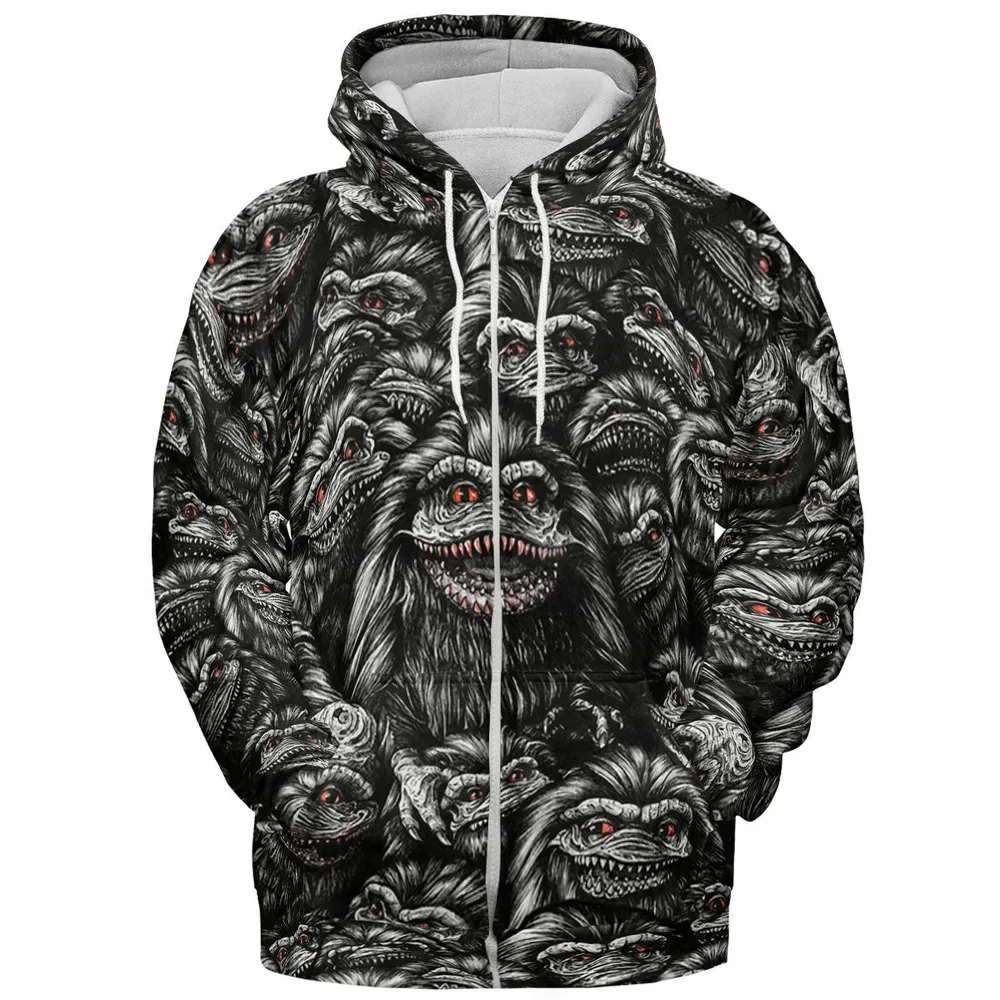 Critters Pattern Halloween All-over Print Hoodie - 4