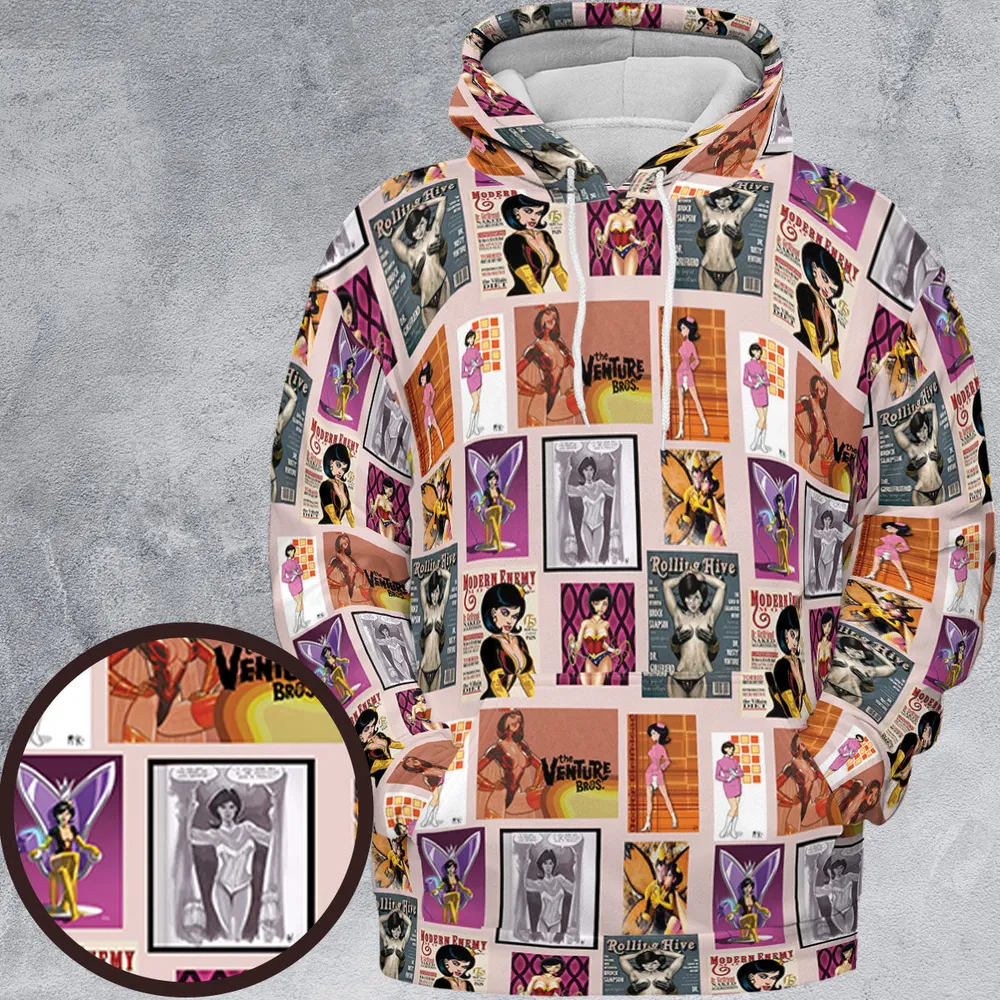 Dr. Mrs. The Monarch The Venture Bros. Magazine Poses All-over Print Hoodie - 2
