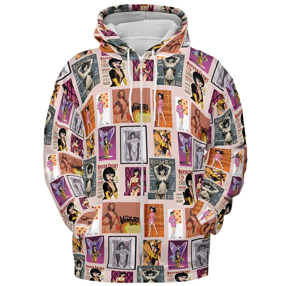 Dr. Mrs. The Monarch The Venture Bros. Magazine Poses All-over Print Hoodie - 4