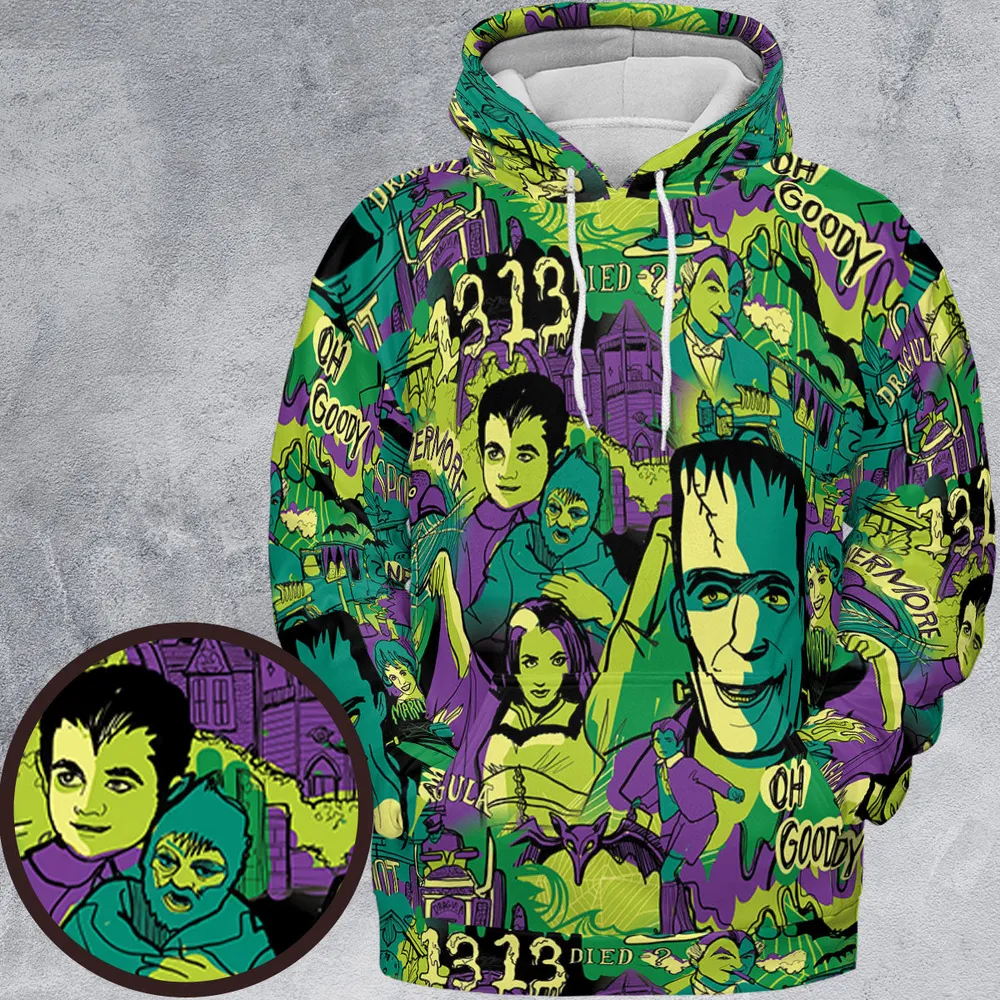 Oh Groovy Frankenstein Universal Horror All-over Print Hoodie - 2
