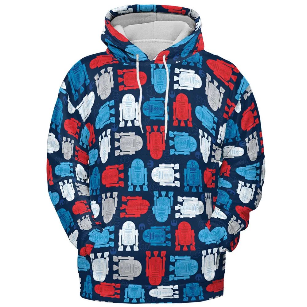 R2-D2 Star Wars 4th of July Pattern All-over Print Hoodie - 3